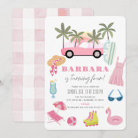 Pink Convertible Palm Tree Girl Anniversaire