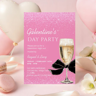 Invitation Pink Coquette Bow Galentine's Day Party