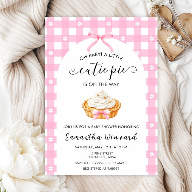 Invitation Pink Coquette Cutie Pie Baby Shower (Créateur téléchargé)