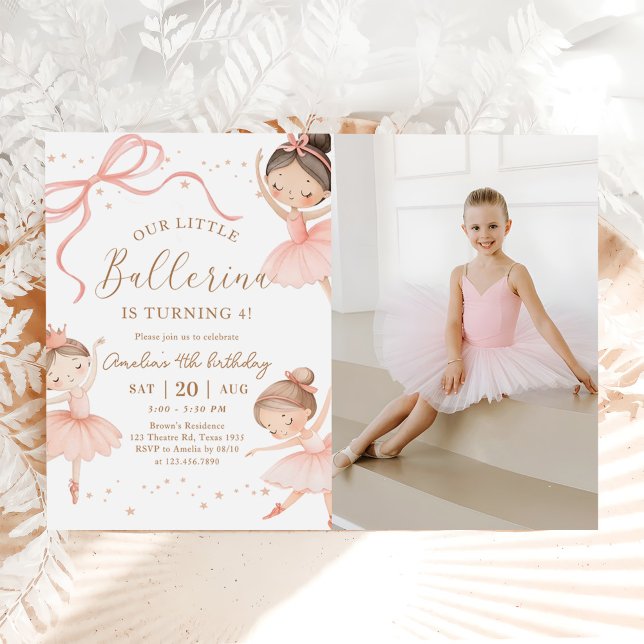 Invitation Pink Coquette Our Little Ballerina Birthday Photo (Créateur téléchargé)