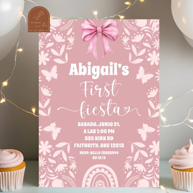 Invitation Pink Coquette Talavera Cielito Lindo First Fiesta (Créateur téléchargé)