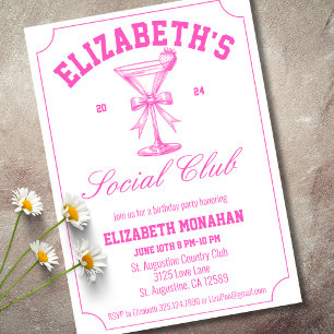 Invitation Pink Country Club Social Club Fête d'anniversaire