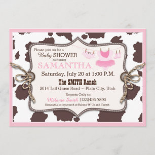 Invitation Pink Cowgirl Baby shower Tutu
