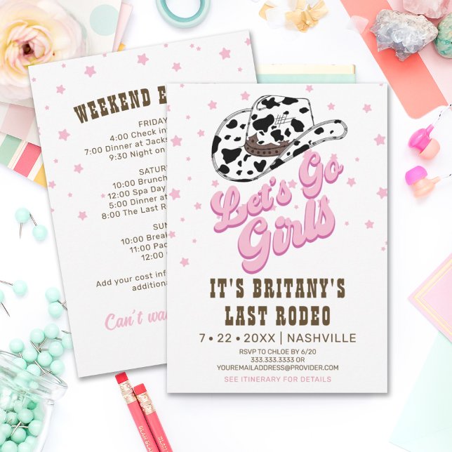 Invitation Pink Cowgirl Nashville Let's Go Girls Bachelorette (Créateur téléchargé)