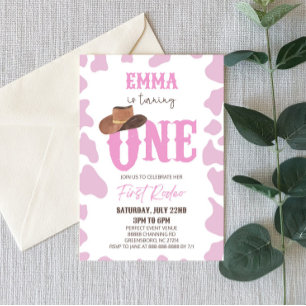 Invitation Pink Cowgirl ONE Premier Rodéo 1ère fête d'anniver