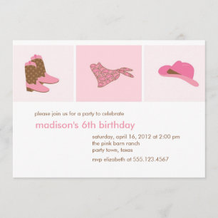 Invitation Pink Cowgirl Western fête d'anniversaire