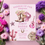 Invitation Pink Cowgirl Western Premier Rodeo Bows Anniversai<br><div class="desc">ÉDITABLE Pink Cowgirl Western First Rodeo Bows Anniversaire Invitation Élégante Saddle Up For Rodeo Cowgirl Celebration</div>