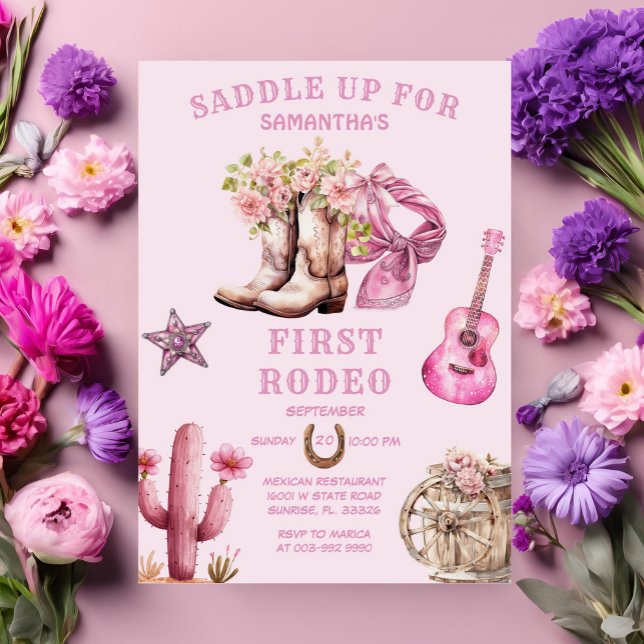 Invitation Pink Cowgirl Western Premier Rodeo Bows Anniversai (Créateur téléchargé)