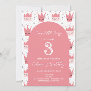 Invitation Pink Crowns Fairy Tale Anniversaire de enfant