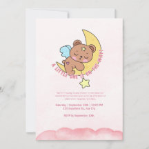 Pink Cube bear Baby shower d'aquarelle