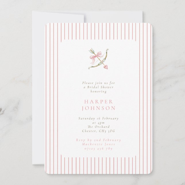 Invitation Pink Cupid Arrow Lovestruck Bridal Shower (Devant)
