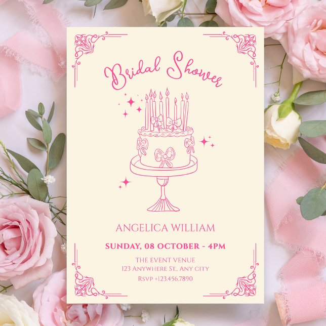 Invitation Pink cute cake bridal shower (Créateur téléchargé)