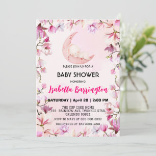 Invitation Pink Cute lapin doux rêve fleur baby shower enfant