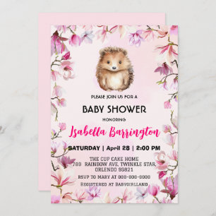 Invitation Pink Cute porc-épic fleurs baby shower enfants