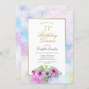 Invitation Pink Dahlia Floral 21e fête d'anniversaire