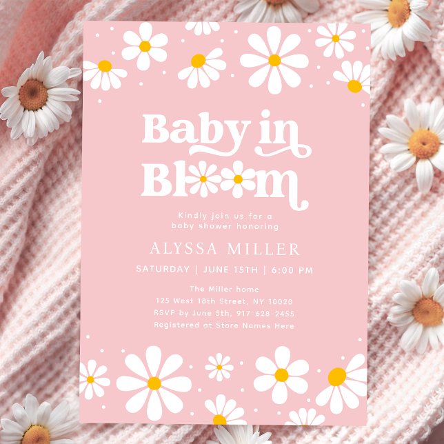 Invitation Pink Daisy Baby in Bloom Baby shower (Créateur téléchargé)