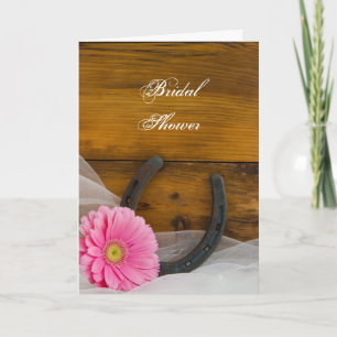 Invitation Pink Daisy et Horseshoe Fête des mariées occidenta