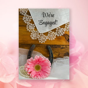 Invitation Pink Daisy et Lace Western Engagement Party