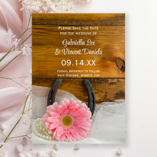 Invitation Pink Daisy Horseshoe Grange Mariage Enregistrer la