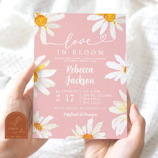 Invitation Pink Daisy Sunflower Love in Bloom Fête des mariée