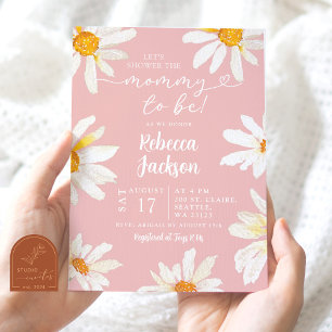 Invitation Pink Daisy Tournesol Momie Pour Être Baby shower