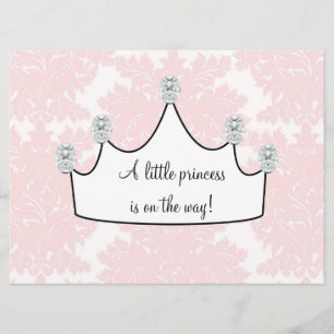 Invitation Pink Damask Princess Baby Girl Douche
