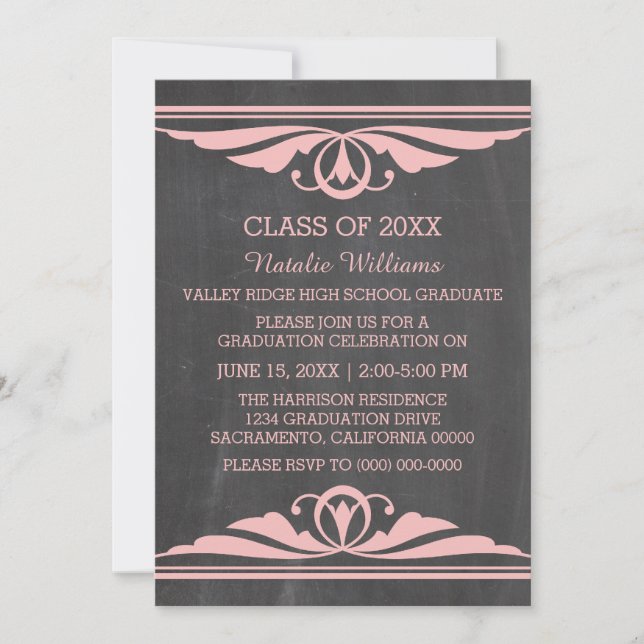Invitation Pink Deco Chalkboard (Devant)