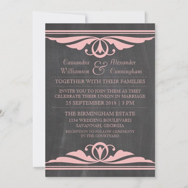 Invitation Pink Deco Chalkboard (Devant)