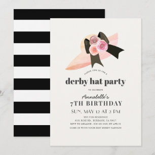 Invitation Pink Derby Casquette Rose Fille Anniversaire Fête
