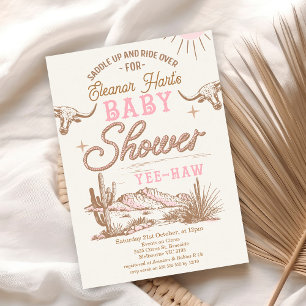 Invitation Pink Desert Wild West Western Girls Baby shower