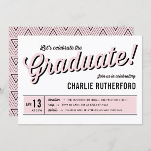 Invitation Pink Diner Retro Typography Graduation Party