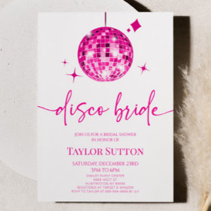 Invitation Pink Disco Ball Disco Bride Fête des mariées