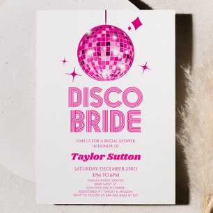 Invitation Pink Disco Ball Disco Bride Fête des mariées