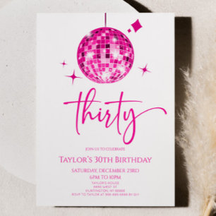 Invitation Pink Disco Ball Trente fête d'anniversaire