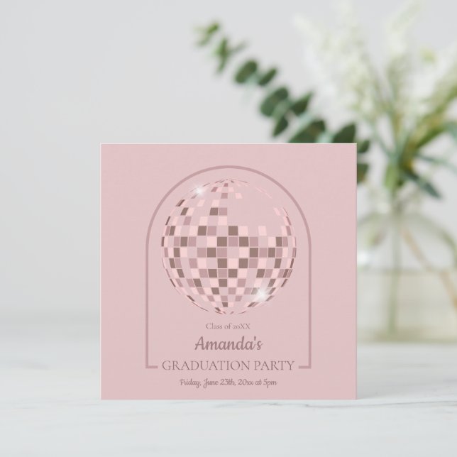 Invitation Pink Disco Boogie Graduation Party (Debout devant)