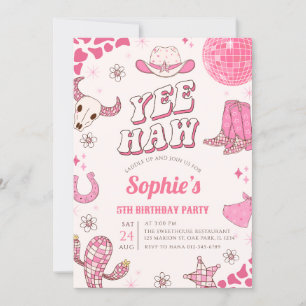 Invitation Pink Disco Cowgirl Rodeo fête d'anniversaire