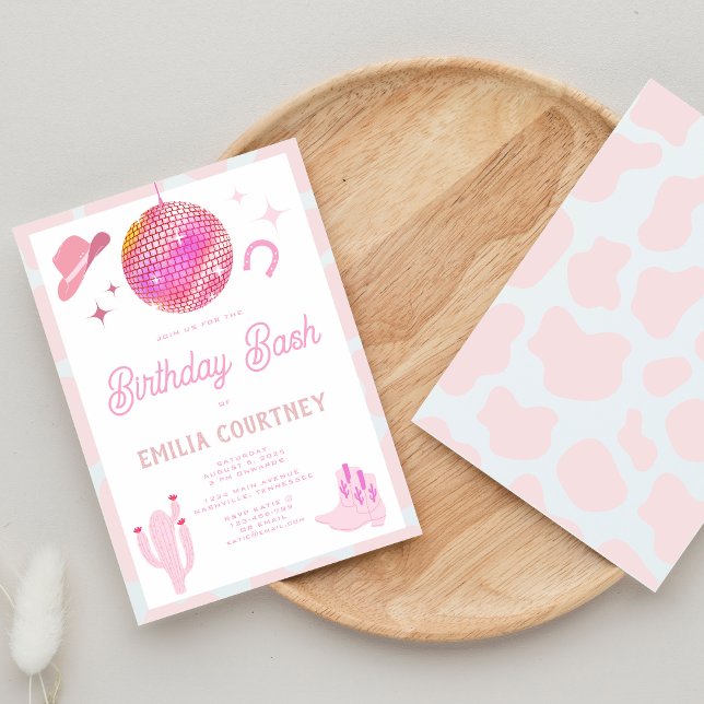 Invitation Pink Disco Cowgirl Western Rodeo Anniversaire Bash (Créateur téléchargé)