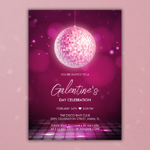 Invitation Pink Disco Girls Night Galentine's Day Party