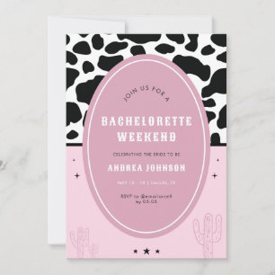 Invitation Pink Disco Space Cowgirl Bachelorette Party Cactus