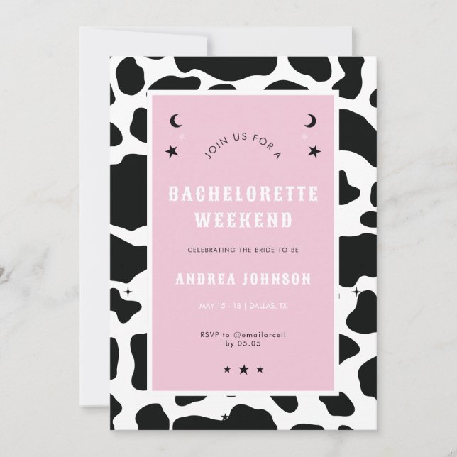 Invitation Pink Disco Space Cowgirl BachelorParty Simple (Devant)