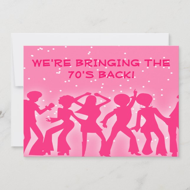 Invitation Pink Disco Theme 70's Party (Devant)