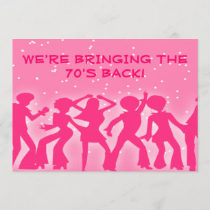Invitation Pink Disco Theme 70's Party