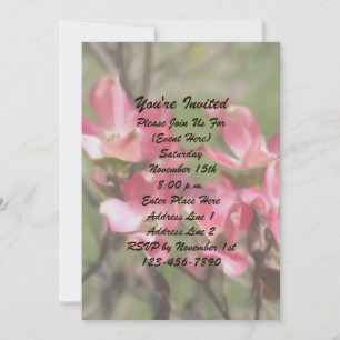 Invitation Pink Dogwood Painting Floral Art Party