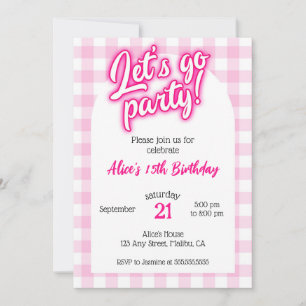 Invitation Pink Doll Malibu En vichy Allons faire la fête Ann