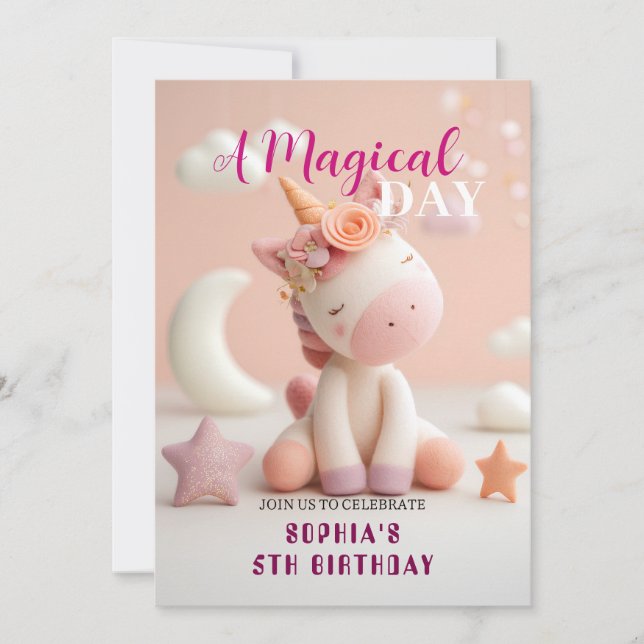 Invitation Pink Dream Unicorn Party (Devant)