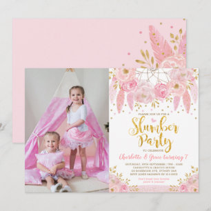 Invitation Pink Dreamcatcher Fête de bois d'oeuvre