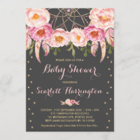 Pink Dreamcatcher fille Baby shower Boho Floral