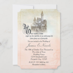 Invitation Pink Dreamy conte fée Histoire livre Mariage Châte