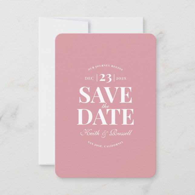 Invitation Pink Dusty minimum Enregistrer la typographie de l (Devant)