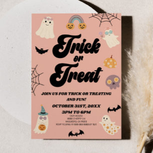 Invitation Pink Éffrayant Trick ou Treat Halloween Party